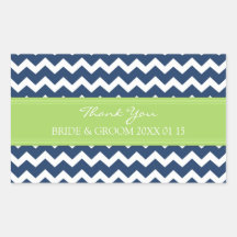 Blue Lime Chevron Thank You Wedding Favor Tags Stickers