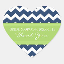 Blue Lime Chevron Thank You Wedding Favor Tags Sticker