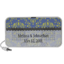 blue lime green damask wedding keepsake travelling speakers