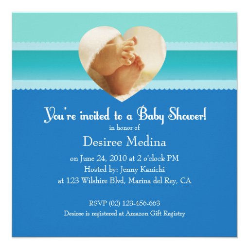 Blue Little Feet Baby Shower for Baby Boy Custom Announcements