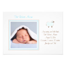 Blue Little Lamb Birth Announcement