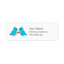 Blue Love Birds Custom Return Address Labels