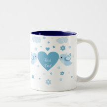 Blue Love Birds Heart Baby Mug