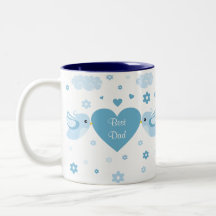 Blue Love Birds Heart Baby Mugs