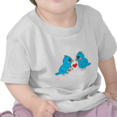 Blue Love Birds Tee Shirt by GiggleStix