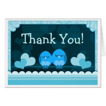 Blue Love Birds Wedding Thank You Card