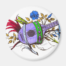 Blue lute and plants fridge magnet