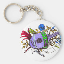 Blue lute and plants key chains