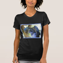 Blue Macaw Ladies Black T-Shirt