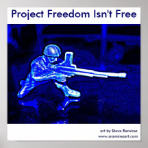 Blue Machine Gun Soldier Posters