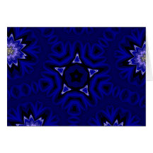 Blue Mandala with Star and Flowers Greeting Card