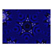 Blue Mandala with Star and Flowers Custom Invitations