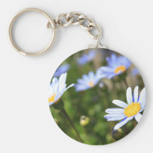 Blue Marguerite Flowers Keychain