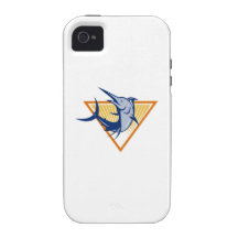 Blue Marlin Fish Jumping Retro Case-Mate iPhone 4 Covers