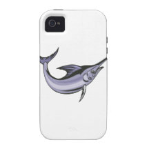 Blue Marlin Fish Jumping Retro iPhone 4/4S Case