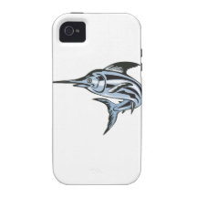 Blue Marlin Fish Jumping Retro iPhone 4 Cases
