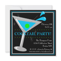 Blue Martini Cocktail Party Invitation