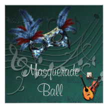 Blue Mask Masquerade Ball Invitation