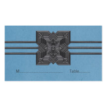 Blue Medallion Border Place Card Business Cards