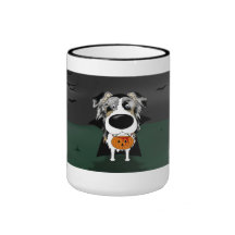 Blue Merle Australian Shepherd Halloween Vampire Coffee Mug