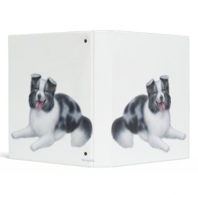 Blue Merle Border Collie Avery Binder by twopurringcats