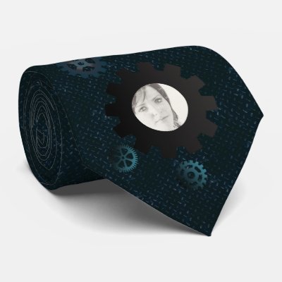 Blue Metal Gears Photo Tie by NightOwlsMenagerie