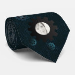 Blue Metal Gears Photo Tie
