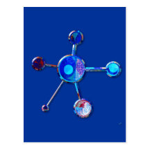 Blue Metallic Molecule Postcard