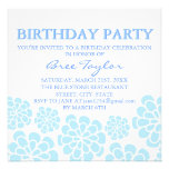 Blue Mod Flower Design Birthday Invitation