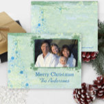 Blue Modern Christmas Tree Family  Photo Postcard