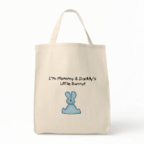 Blue Mommy and Daddy's Little Bunny T-shirts Canvas Bags