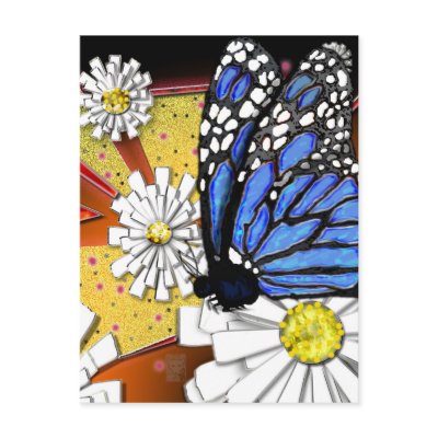 blue monarch postcard by wolffreeborn