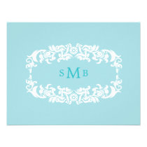 Blue Monogram Bridal Shower Recipe Card invitations
