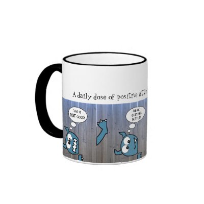Blue Monster Stuck in Fence Coffee Mug by creationhrt