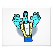 blue monster walking hands up halloween photo art