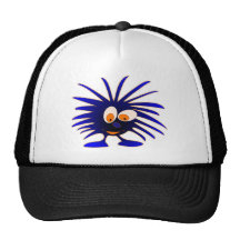 Blue monsters looking down mesh hats