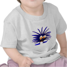 Blue monsters looking down tee shirt