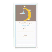 Blue Moon and Stars Bookplate Shipping Labels