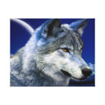 Blue Moon Wolf Stretched Canvas Prints
