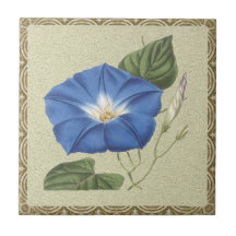 Blue Morning Glory Ceramic Tiles