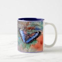 Blue Morpho Watercolor Gratitude Mug