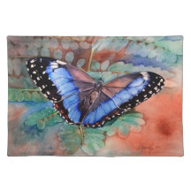 Blue Morpho Watercolor Placemat