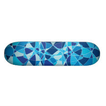 Blue Mosaic Abstract Skate Boards