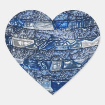 Blue Mosaic / Enamel Style Heart Stickers