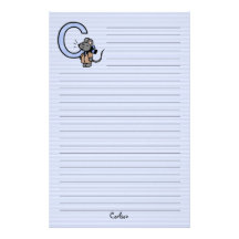 Blue Mouse Monogrammed "C" Lined Stationery