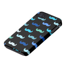 Blue moustache pattern on black iphone 4 iPhone 4 case