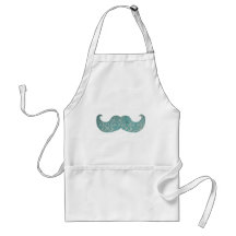 Blue Moustache - Vintage Damask Aprons