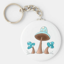 Blue Mushrooms Key Chain