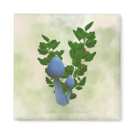 Blue Mushrooms with Red Flowers Magnet