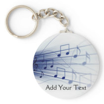 Blue Music Explosion on White Keychain
